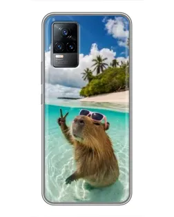 Чохол для Vivo V21E з картинкою «Капібара на морі»