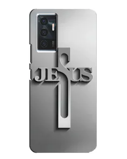 Чехол для Vivo V23e с картинкой «Металлический крест Jesus»