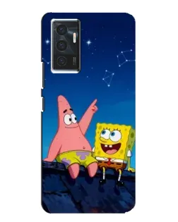 Чехол для Vivo V23e с картинкой «Губка Боб и Патрик ночью»