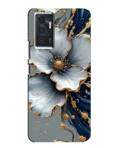 Чехол для Vivo V23e с картинкой «Белый цветок и золотой флюид» Чехол для Vivo V23e с картинкой «Белый цветок и золотой флюид»