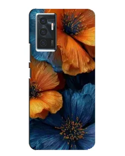 Чехол для Vivo V23e с картинкой «Яркая сине-оранжевая флора»