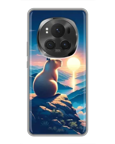 Чехол для Vivo X200 PRO с картинкой «Закат солнца с капибарой»
