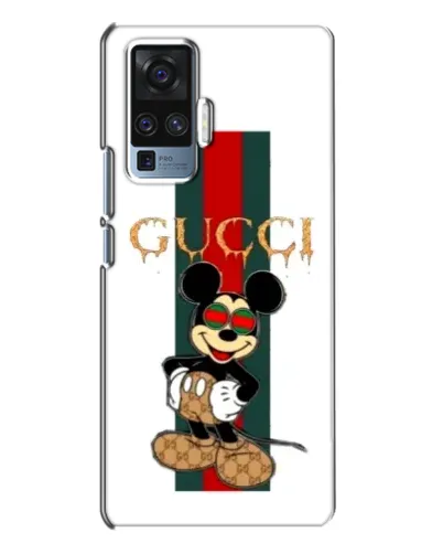 Чехол для Vivo X50 Pro с картинкой «Микки Маус Gucci — полосы»