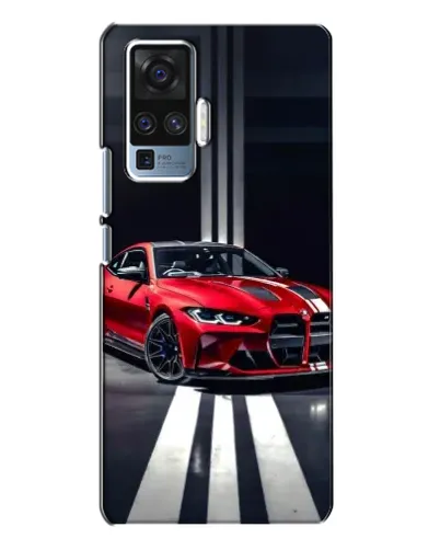 Чехол для Vivo X50 Pro с картинкой «Красная BMW на дороге»