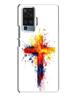 Чехол для Vivo X50 Pro с картинкой «Акварельный крест»