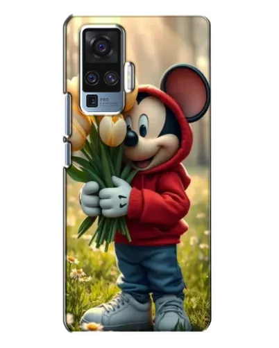 Чехол для Vivo X50 Pro с картинкой «Микки с тюльпанами»