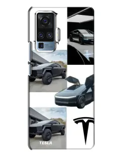 Чехол для Vivo X50 Pro с картинкой «Коллаж Cybertruck Tesla»