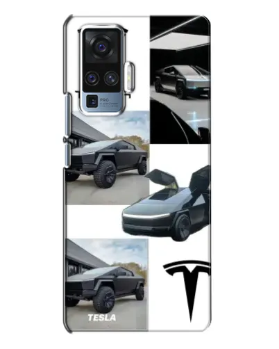Чехол для Vivo X50 Pro с картинкой «Коллаж Cybertruck Tesla»