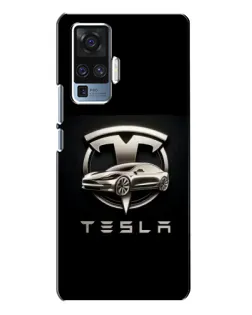 Чехол для Vivo X50 Pro с картинкой «Tesla — серебристое авто»