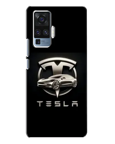 Чехол для Vivo X50 Pro с картинкой «Tesla — серебристое авто»