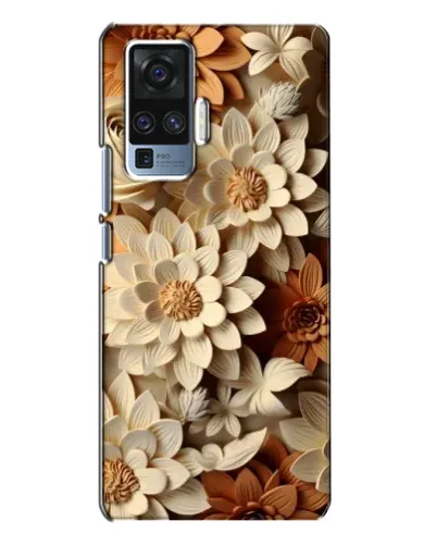 Чехол для Vivo X50 Pro с картинкой «Бежевый флористический декор»