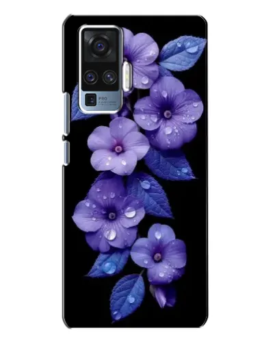 Чехол для Vivo X50 Pro с картинкой «Фиолетовые цветы с росою»