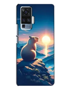 Чехол для Vivo X50 Pro с картинкой «Закат солнца с капибарой»