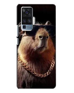 Чехол для Vivo X50 Pro с картинкой «Капибара золотая цепь»