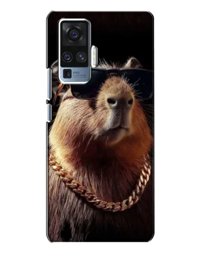 Чехол для Vivo X50 Pro с картинкой «Капибара золотая цепь»