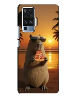 Чехол для Vivo X50 Pro с картинкой «Капибара с пиццей»
