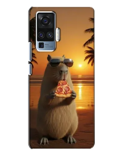 Чехол для Vivo X50 Pro с картинкой «Капибара с пиццей»