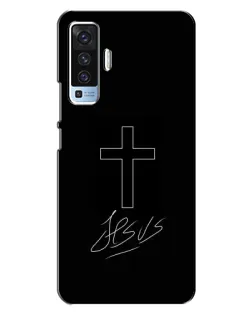 Чехол для Vivo X50 с картинкой «Графический крест Jesus»