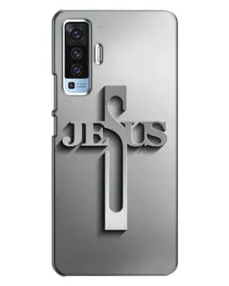 Чехол для Vivo X50 с картинкой «Металлический крест Jesus»