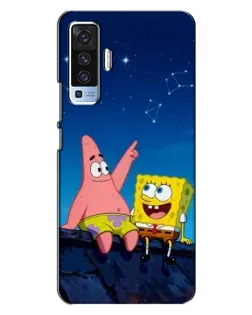 Чехол для Vivo X50 с картинкой «Губка Боб и Патрик ночью»