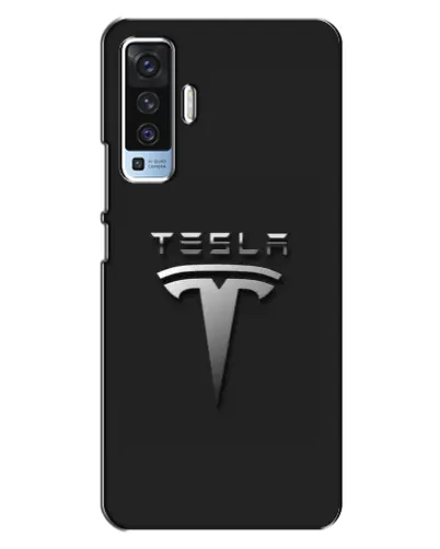 Чехол для Vivo X50 с картинкой «Стальной логотип Tesla»