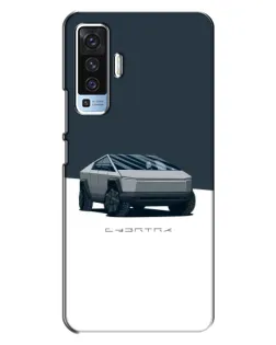 Чехол для Vivo X50 с картинкой «Серебристый Cybertruck Tesla»