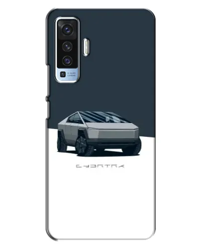 Чехол для Vivo X50 с картинкой «Серебристый Cybertruck Tesla»