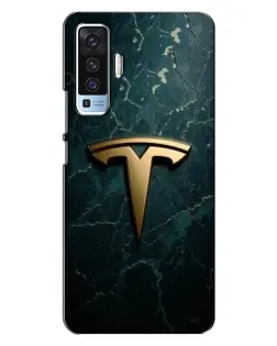 Чехол для Vivo X50 с картинкой «Мраморная Tesla Gold»