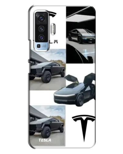 Чехол для Vivo X50 с картинкой «Коллаж Cybertruck Tesla»