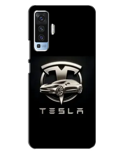 Чехол для Vivo X50 с картинкой «Tesla — серебристое авто»