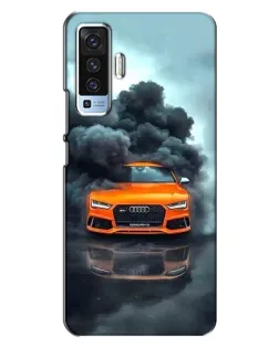 Чехол для Vivo X50 с картинкой «Audi в облаках дыма»