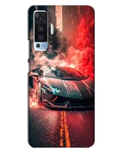 Чехол для Vivo X50 с картинкой «Lamborghini красный дым»