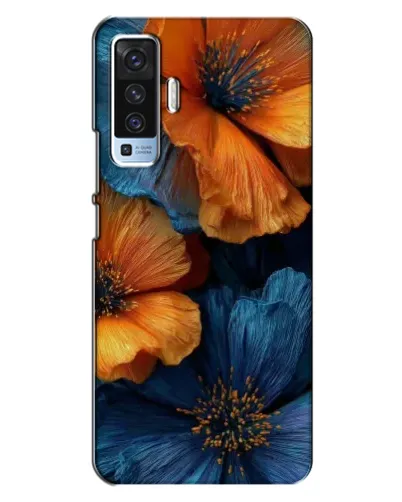 Чехол для Vivo X50 с картинкой «Яркая сине-оранжевая флора» Чехол для Vivo X50 с картинкой «Яркая сине-оранжевая флора»