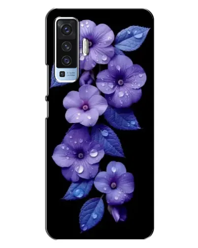 Чехол для Vivo X50 с картинкой «Фиолетовые цветы с росою»
