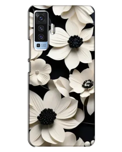 Чехол для Vivo X50 с картинкой «Объемные белые цветы»