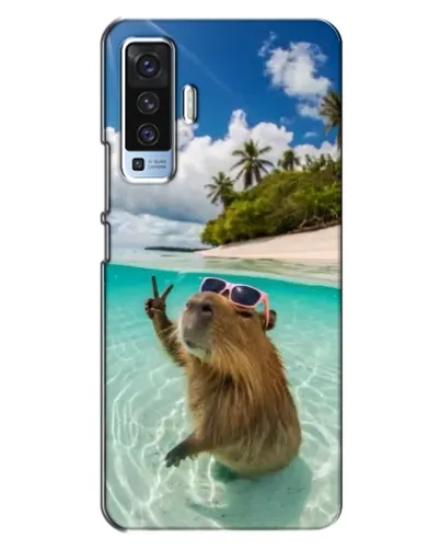Чехол для Vivo X50 с картинкой «Капибара на море»