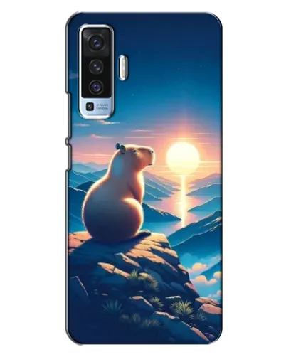 Чехол для Vivo X50 с картинкой «Закат солнца с капибарой»