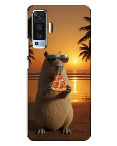 Чехол для Vivo X50 с картинкой «Капибара с пиццей»