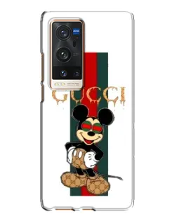 Чехол для Vivo X60 Pro Plus с картинкой «Микки Маус Gucci — полосы»
