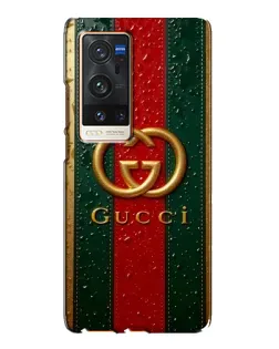 Чехол для Vivo X60 Pro Plus с картинкой «Gucci — фирменная полоса и золото»