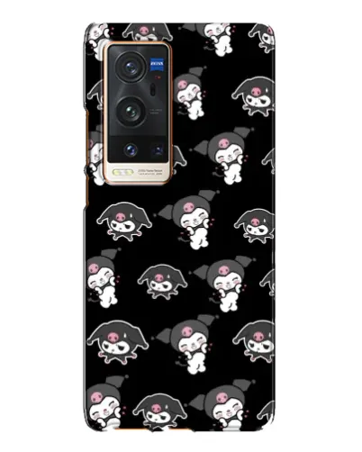Чехол для Vivo X60 Pro Plus с картинкой «Черный паттерн Kuromi»