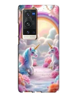 Чехол для Vivo X60 Pro Plus с картинкой «Радуга и единороги»