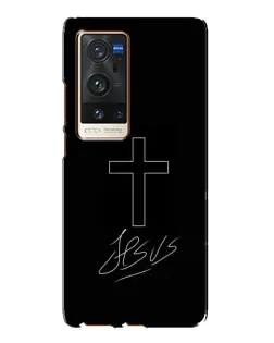 Чехол для Vivo X60 Pro Plus с картинкой «Графический крест Jesus»