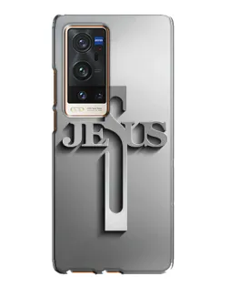 Чехол для Vivo X60 Pro Plus с картинкой «Металлический крест Jesus»