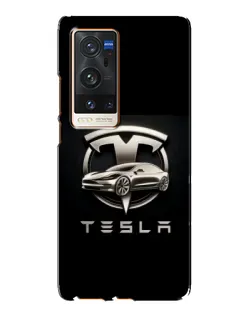 Чехол для Vivo X60 Pro Plus с картинкой «Tesla — серебристое авто» Чехол для Vivo X60 Pro Plus с картинкой «Tesla — серебристое авто»