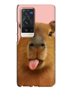 Чехол для Vivo X60 Pro Plus с картинкой «Капибара с языком»