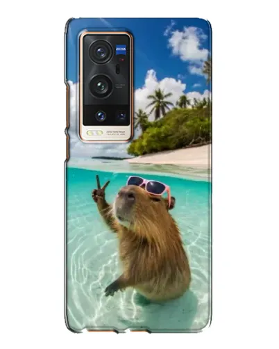 Чехол для Vivo X60 Pro Plus с картинкой «Капибара на море»
