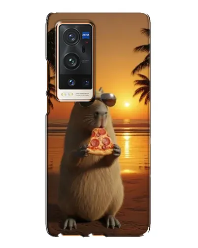 Чехол для Vivo X60 Pro Plus с картинкой «Капибара с пиццей»