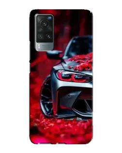 Чехол для Vivo X60 Pro с картинкой «Спортивная BMW и цветы»