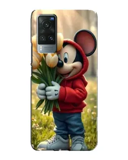 Чехол для Vivo X60 Pro с картинкой «Микки с тюльпанами»